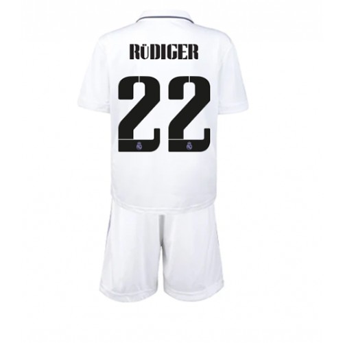 Real Madrid Antonio Rudiger #22 Hjemmedraktsett Barn 2022-23 Kortermet (+ Korte bukser) Real Madrid Antonio Rudiger #22 Hjemmedraktsett Barn 2022-23 Kortermet (+ Korte bukser)